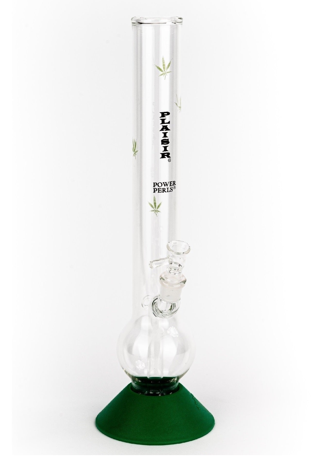 PLAISIR® Bong - Power Perls Green Leaves